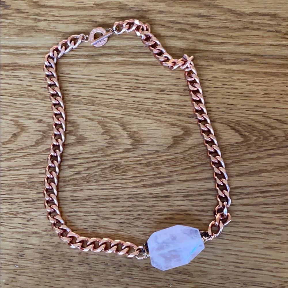 Janna Conner copper and rose quartz necklace